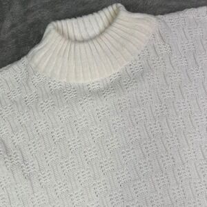 Spunky Vintage Mock Neck Sweater Womens One Size White Textured Knit Made in USA